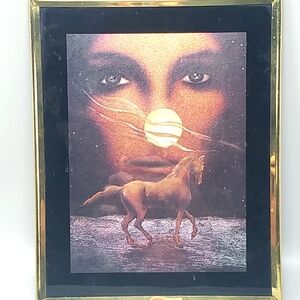 "Woman's Eyes And Horse" Framed Art
